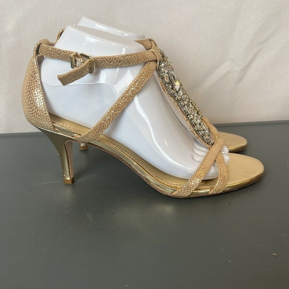 Antonio Melani crystal-embellished shoes Elegant Gold Strappy Women's Heels 8.5 - Picture 4 of 15